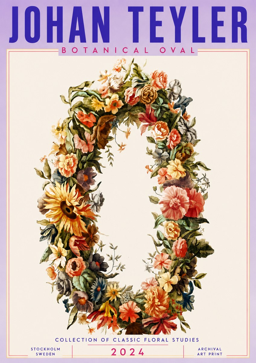 Johan Teyler Floral Oval No6 - Plakát