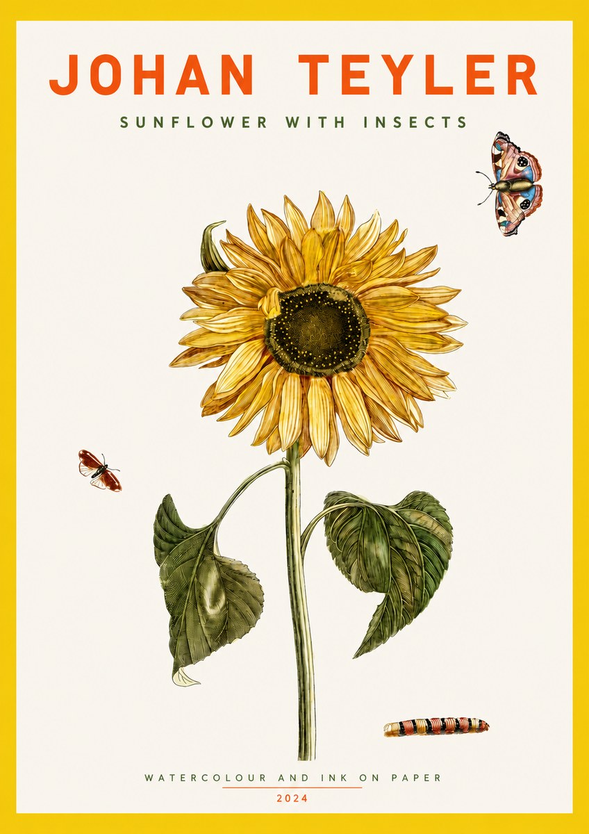 Johan Teyler Sunflower with Insects No2 - Plakát