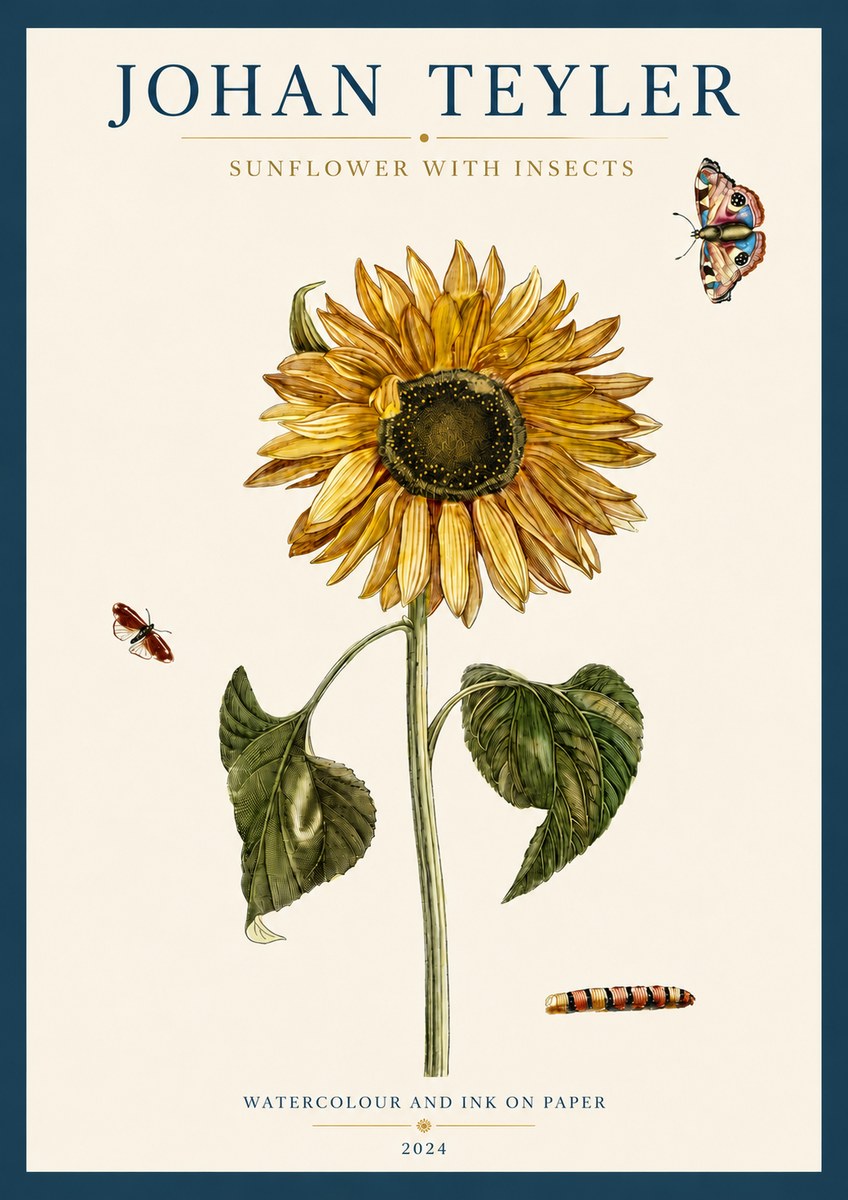 Johan Teyler Sunflower with Insects No3 - Plakát
