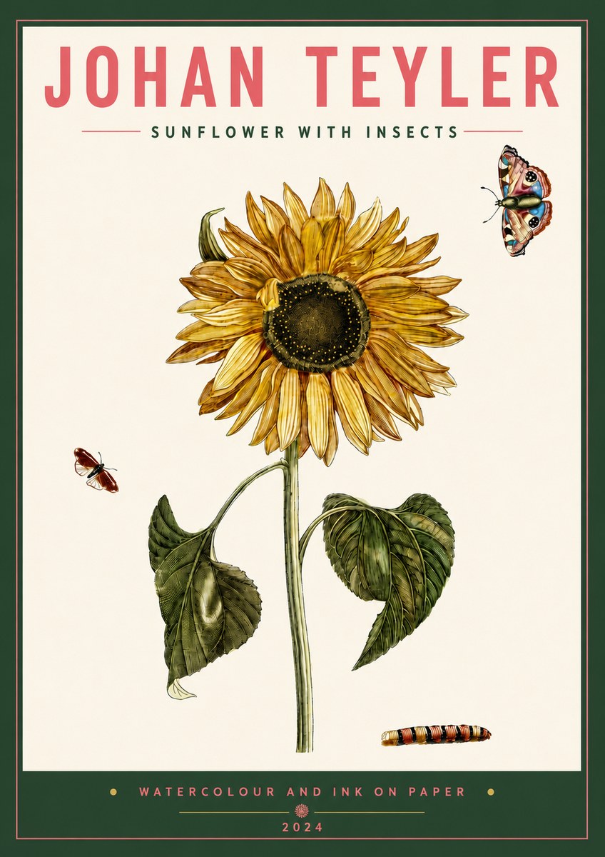 Johan Teyler Sunflower with Insects No5 - Plakát