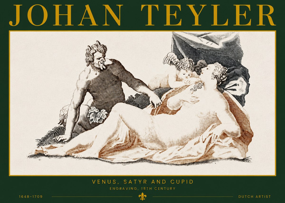 Johan Teyler Venus, Satyr and Cupid No2 - Plakát