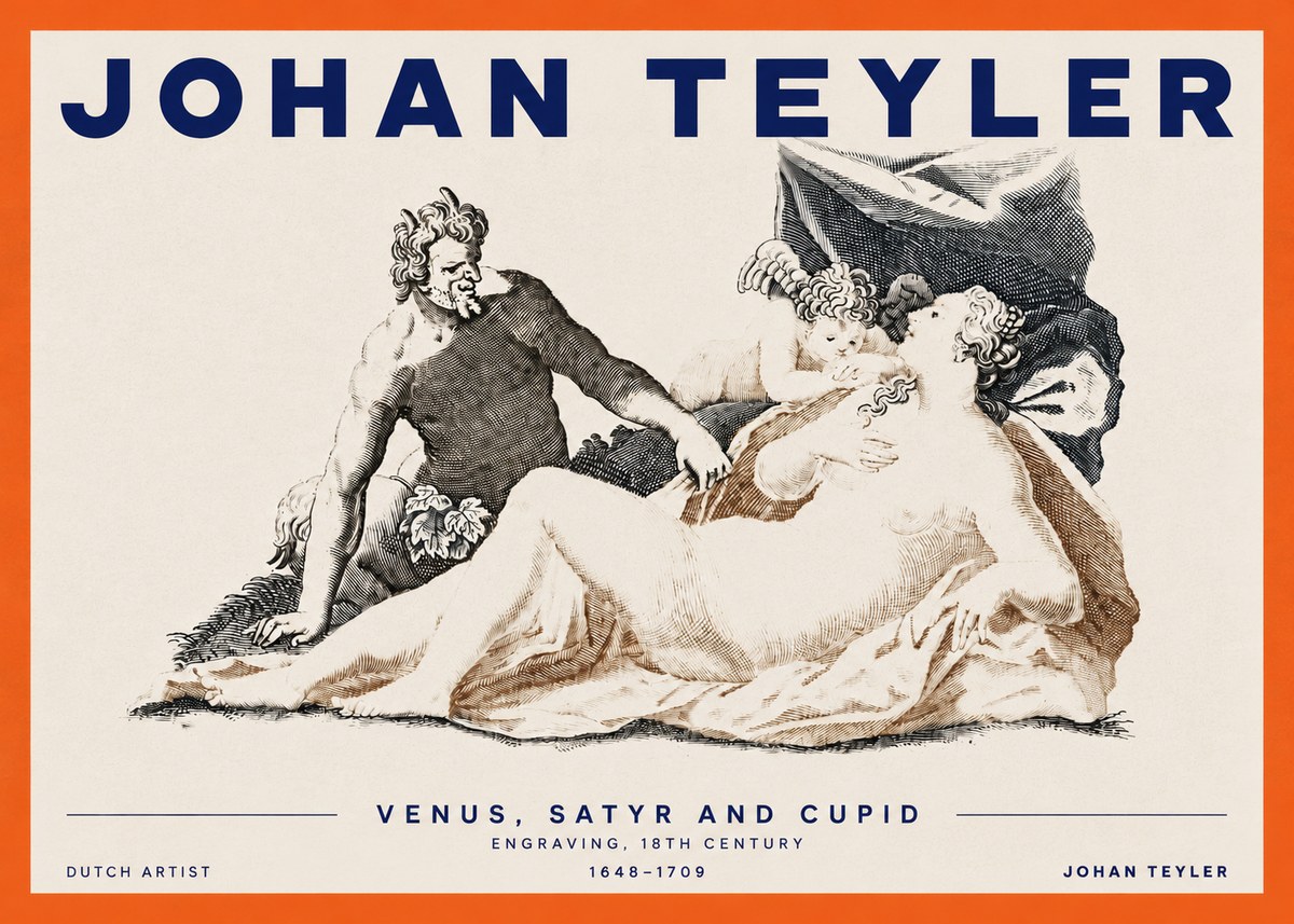 Johan Teyler Venus, Satyr and Cupid No3 - Plakát