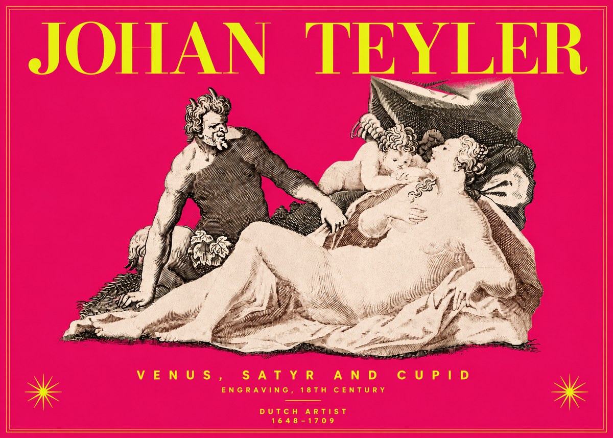 Johan Teyler Venus, Satyr and Cupid No4 - Plakát