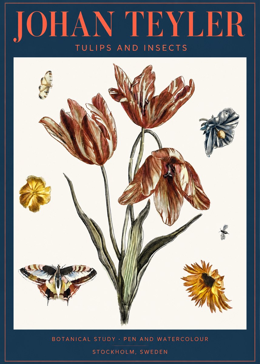 Johan Teyler Tulips and Insects No2 - Plakát