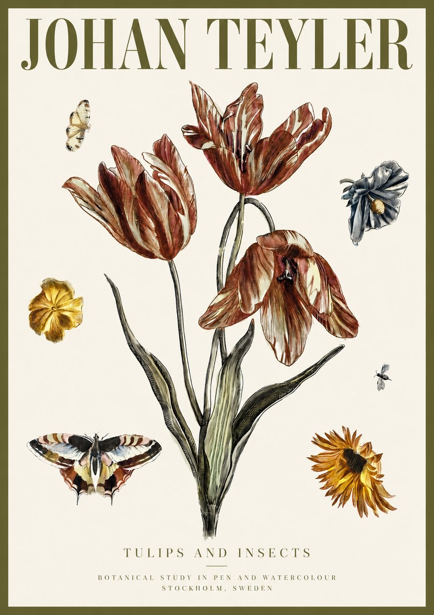 Johan Teyler Tulips and Insects No3 - Plakát