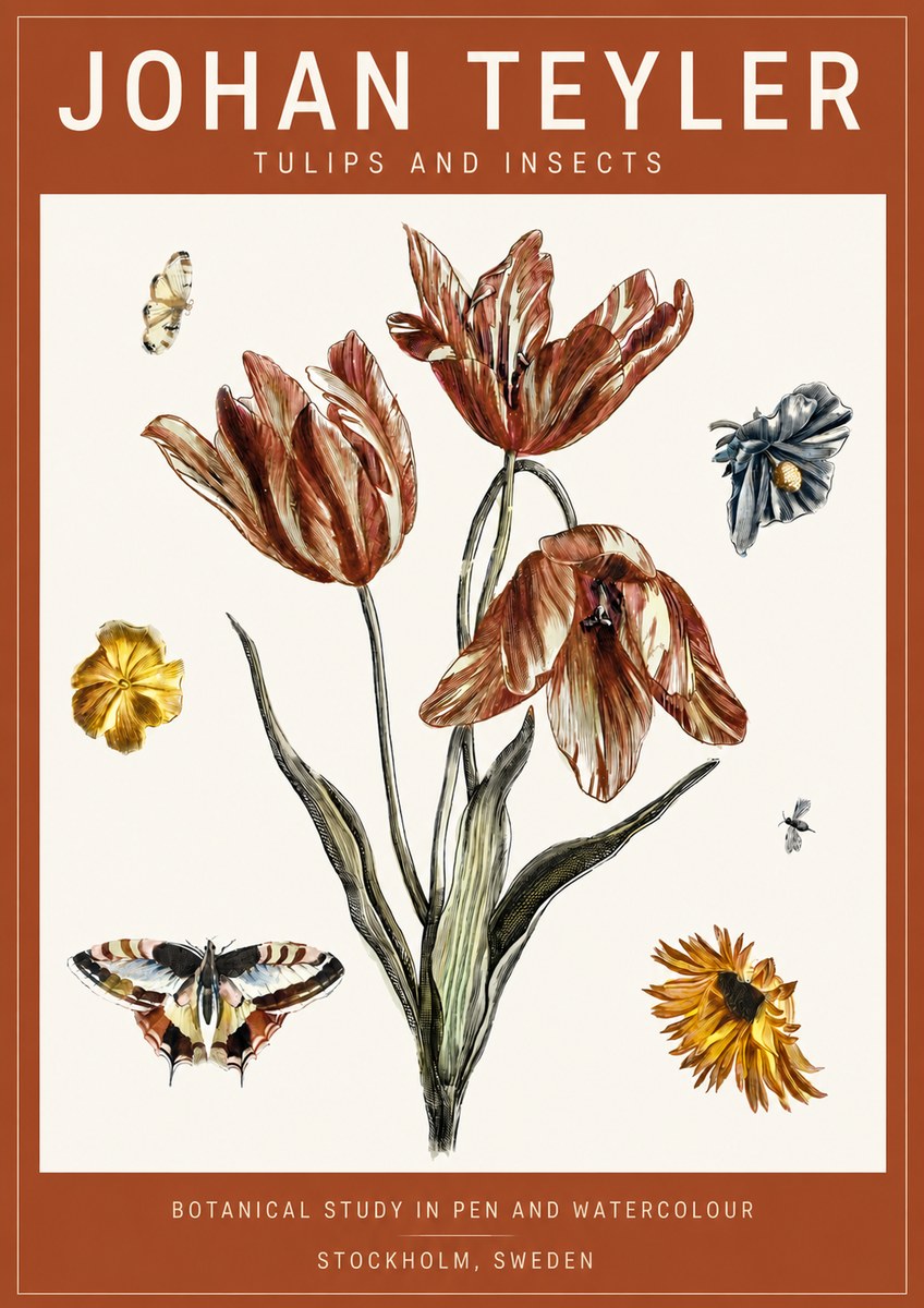 Johan Teyler Tulips and Insects No4 - Plakát