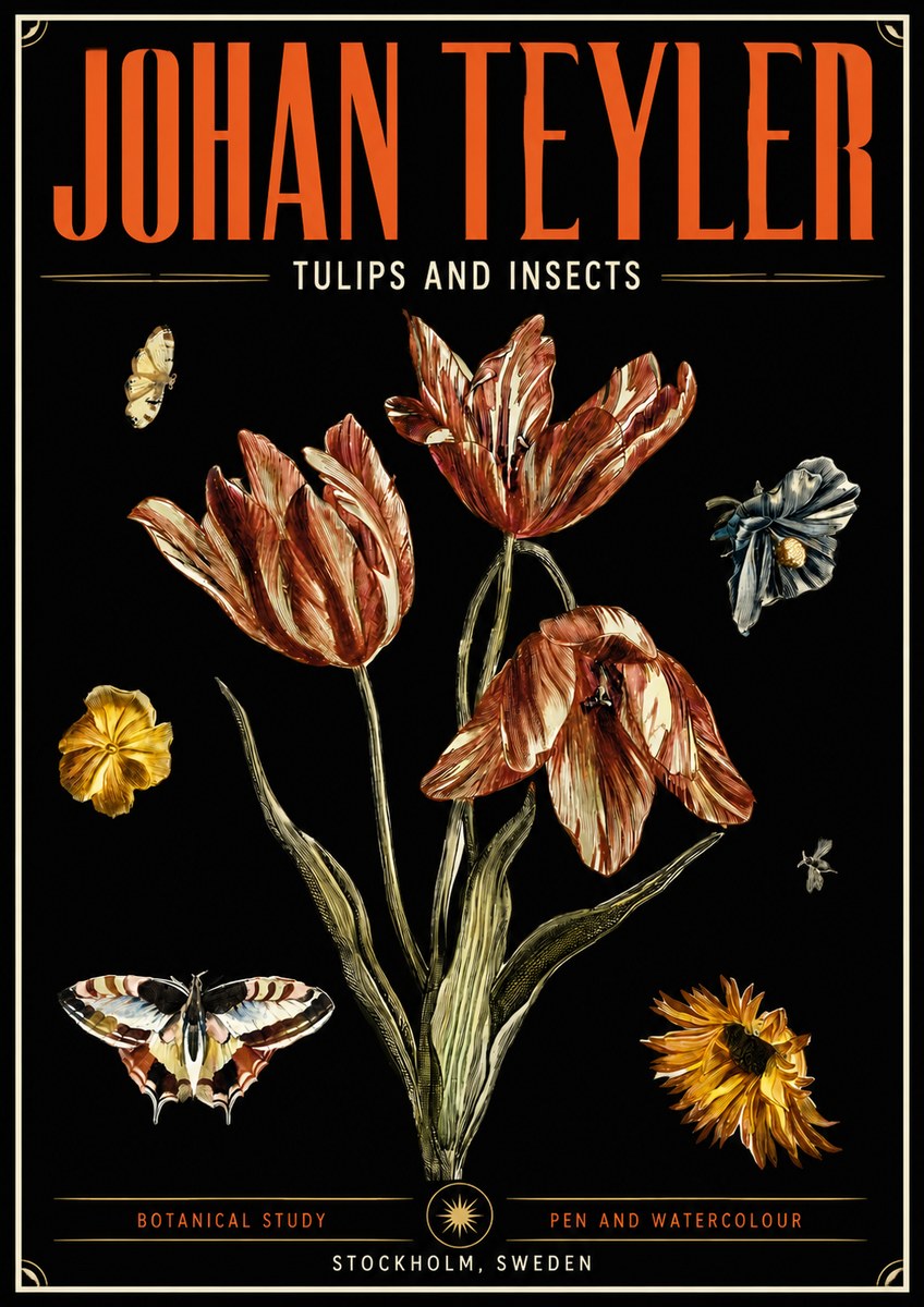 Johan Teyler Tulips and Insects No5 - Plakát