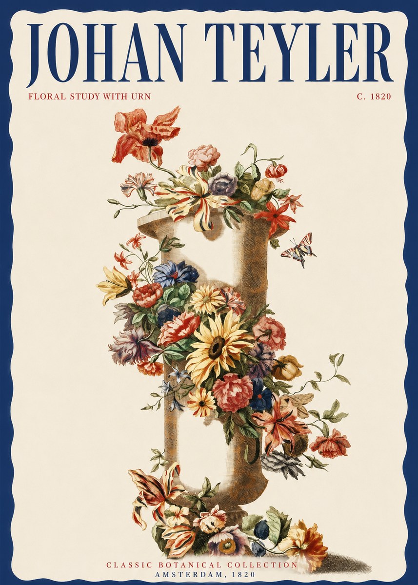 Johan Teyler Floral Study with Urn No2 - Plakát