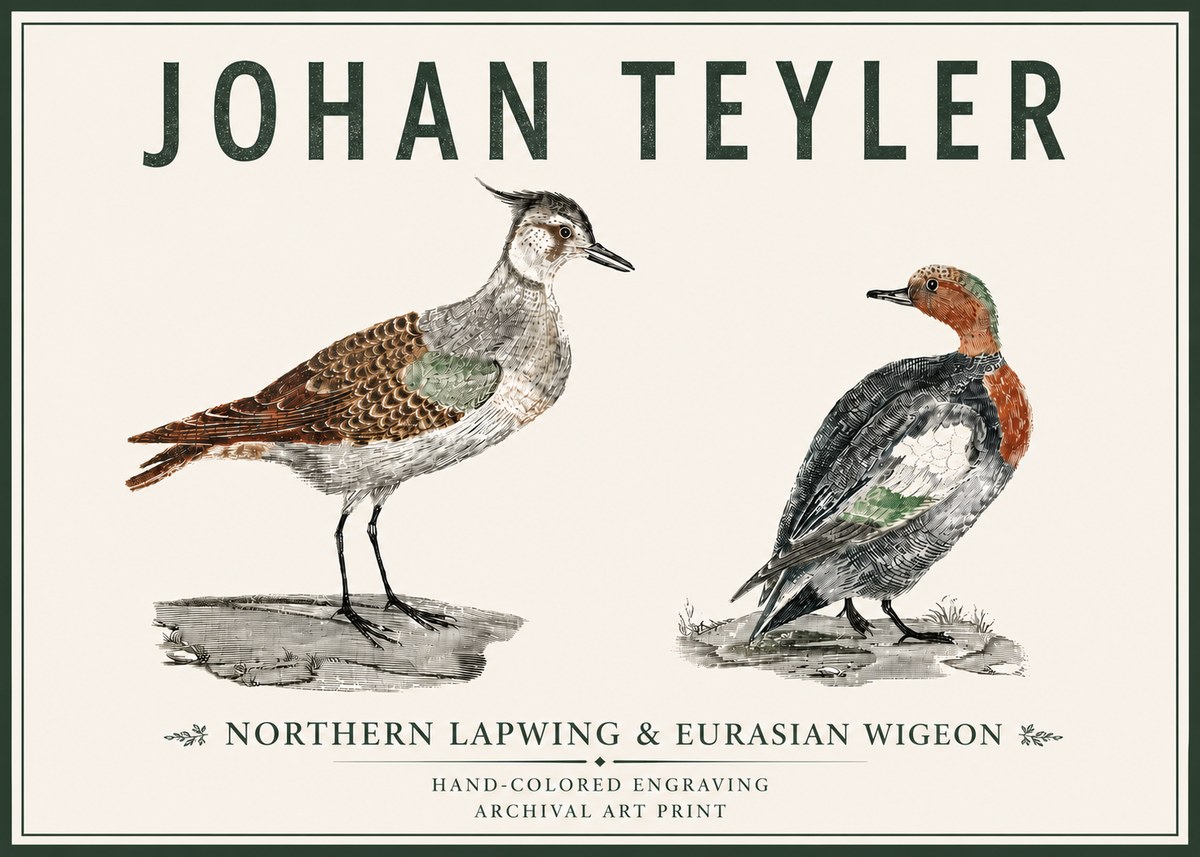 Johan Teyler Northern Lapwing & Eurasian Wigeon No5 - Plakát