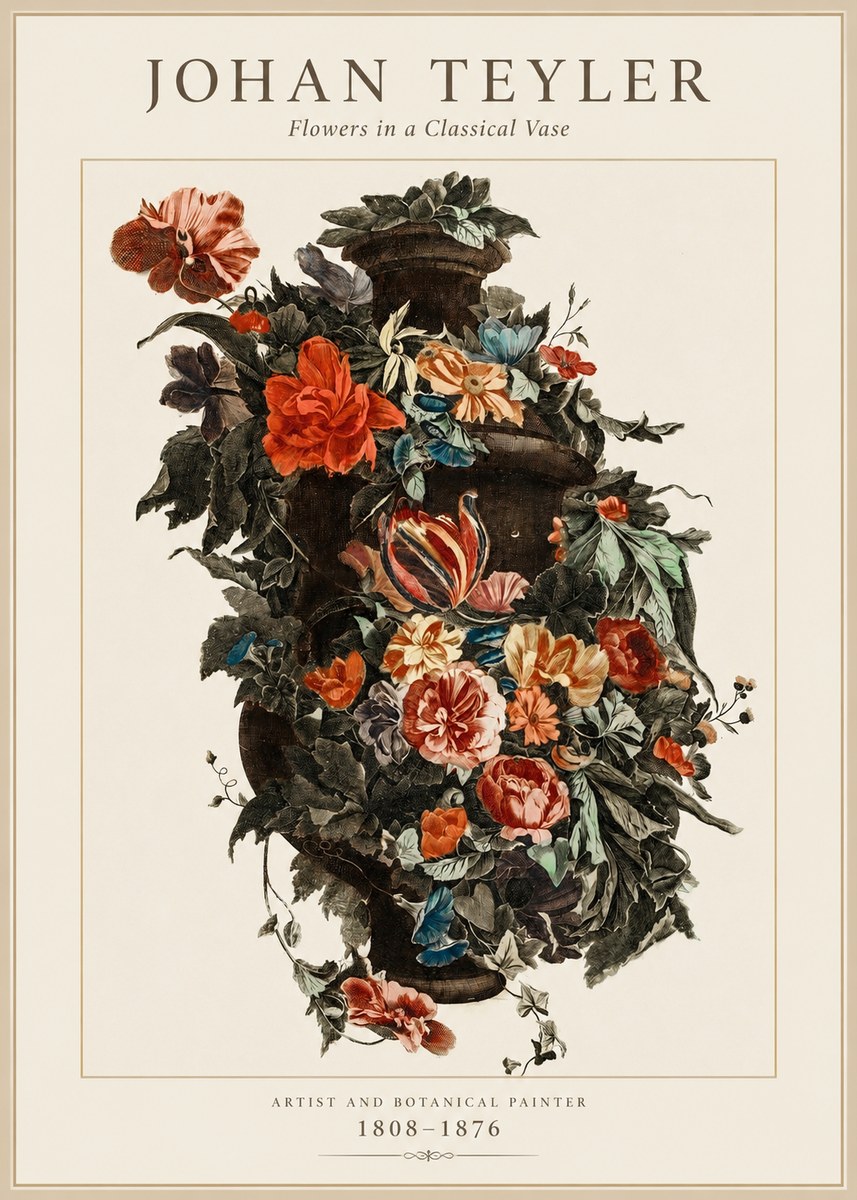 Johan Teyler Flowers in a Classical Vase No1 - Plakát