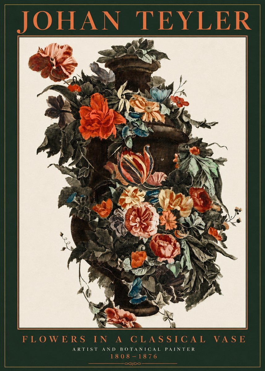 Johan Teyler Flowers in a Classical Vase No2 - Plakát