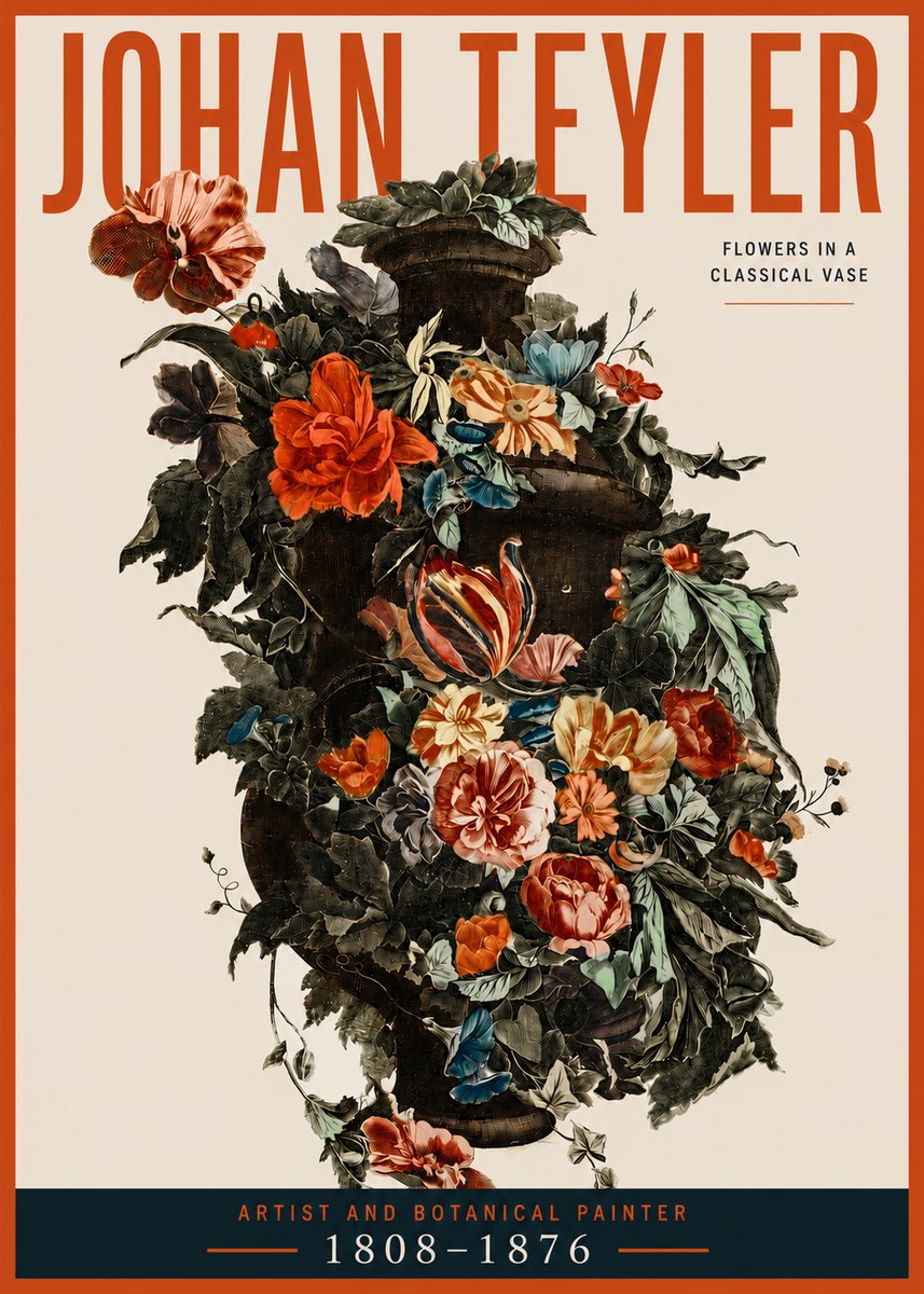 Johan Teyler Flowers in a Classical Vase No3 - Plakát