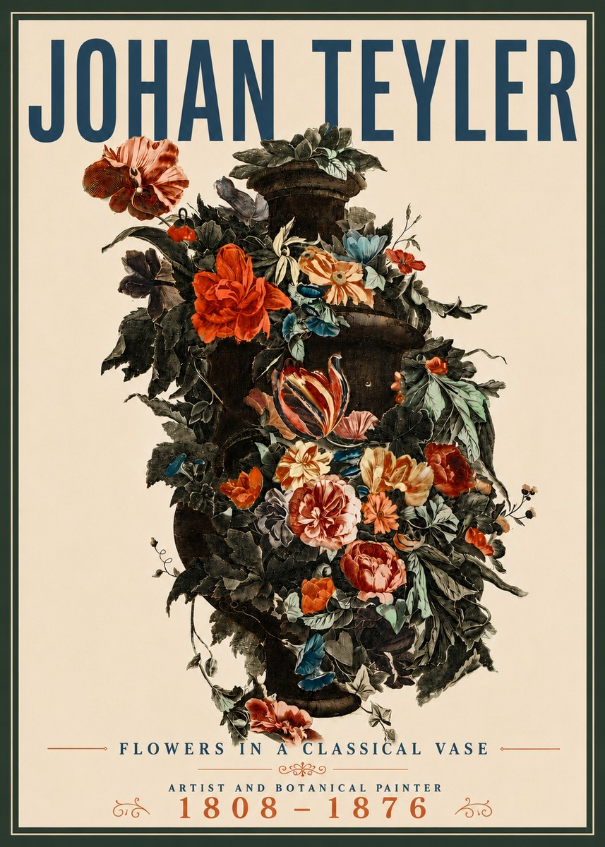 Johan Teyler Flowers in a Classical Vase No5 - Plakát
