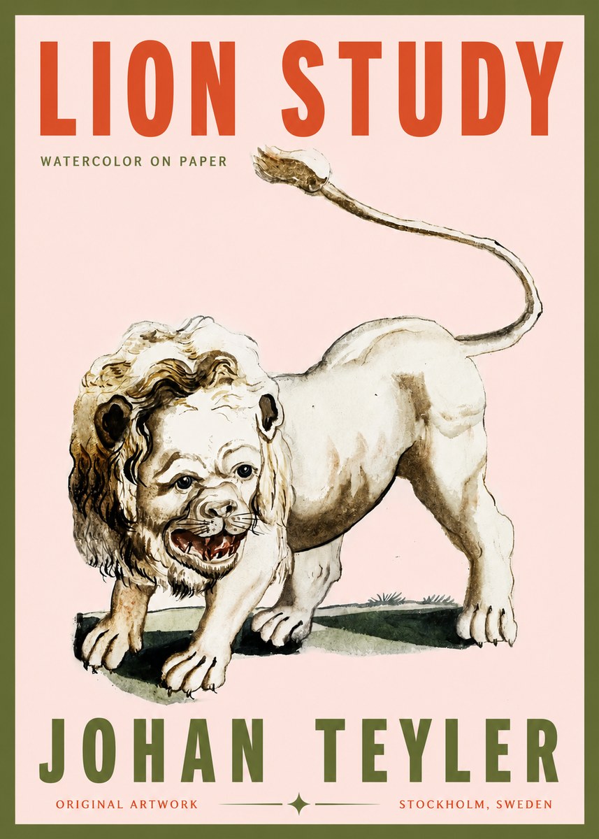 Johan Teyler Lion Study No3 - Plakát