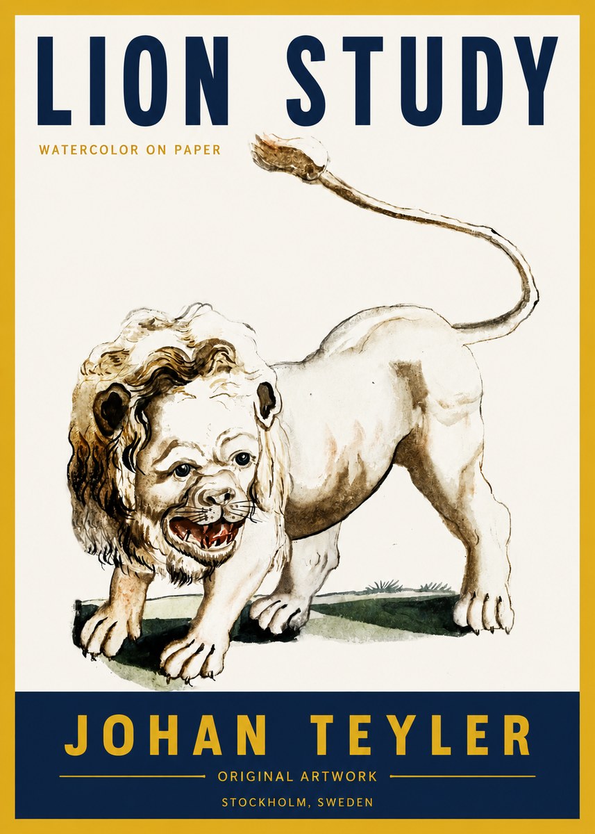 Johan Teyler Lion Study No4 - Plakát