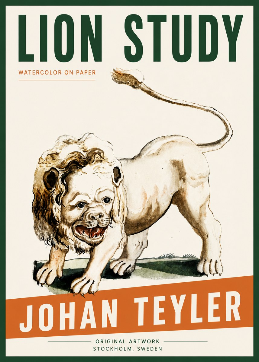 Johan Teyler Lion Study No5 - Plakát