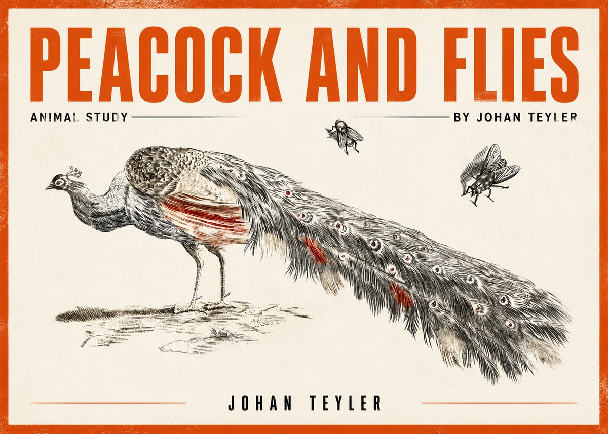 Johan Teyler Peacock and Flies - Animal Study No3 - Plakát