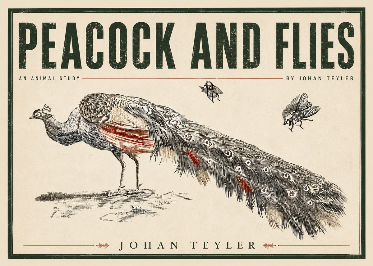 Johan Teyler Peacock and Flies - Animal Study No5 - Plakát