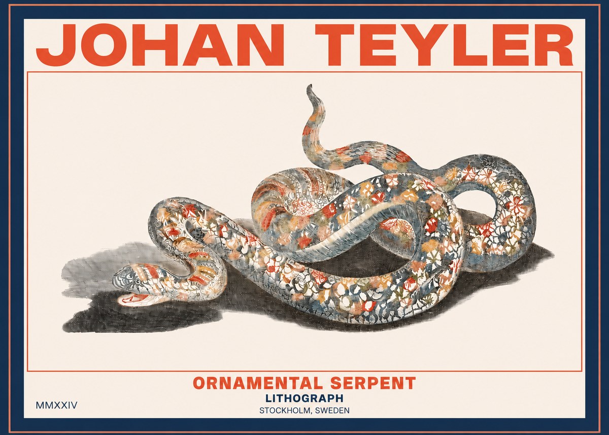 Johan Teyler Ornamental Serpent No2 - Plakát