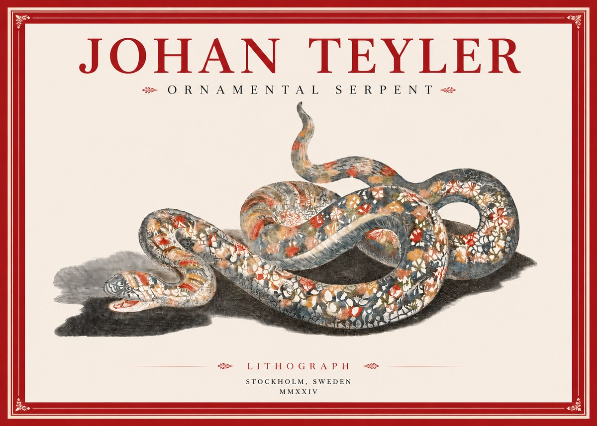 Johan Teyler Ornamental Serpent No3 - Plakát