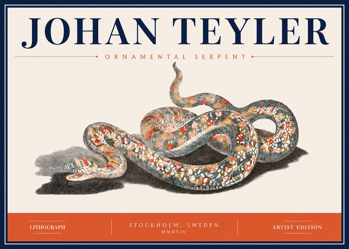 Johan Teyler Ornamental Serpent No4 - Plakát