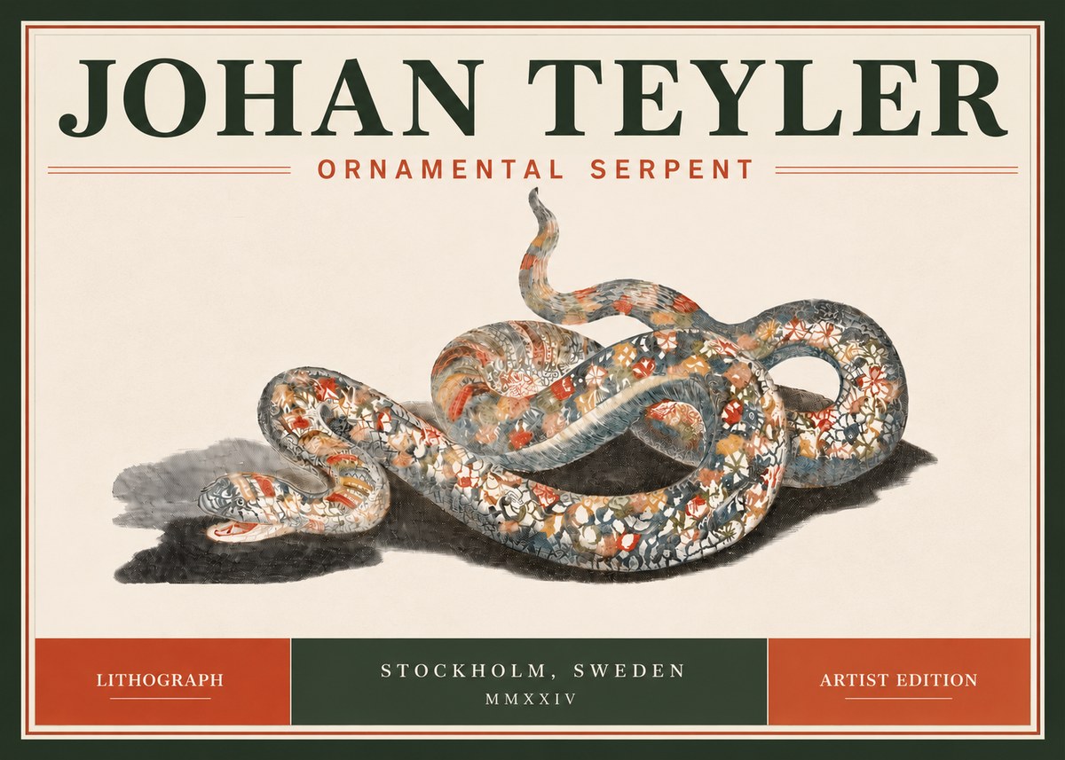 Johan Teyler Ornamental Serpent No5 - Plakát