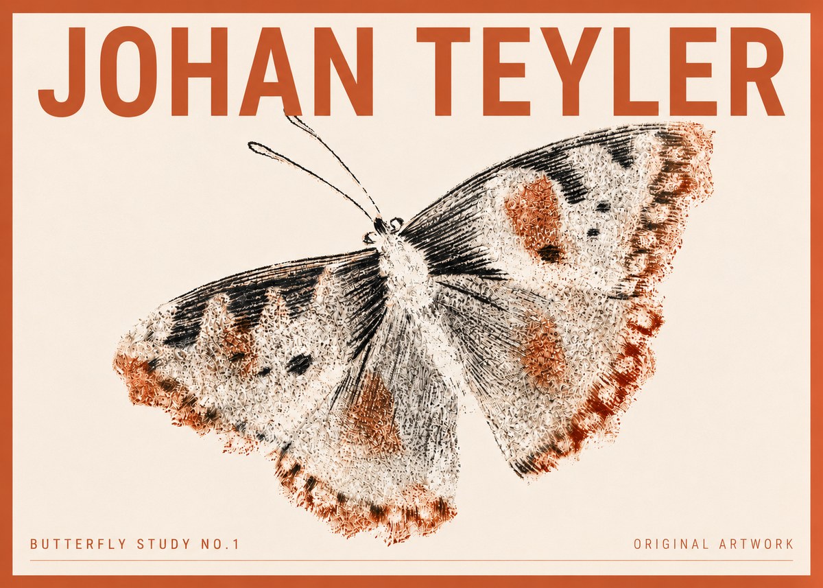 Johan Teyler Butterfly Study No.1 No4 - Plakát