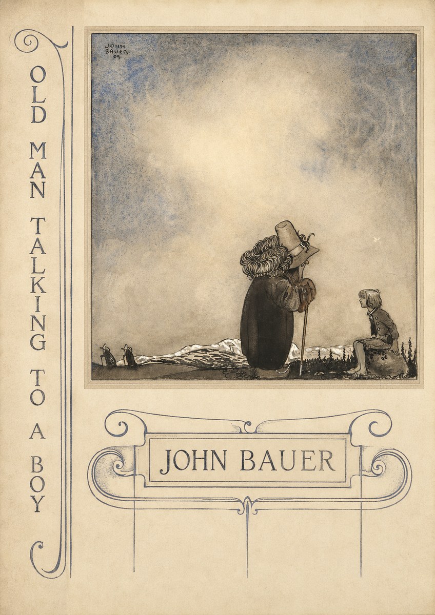 John Bauer Old Man Talking to a Boy No3 - Plakát
