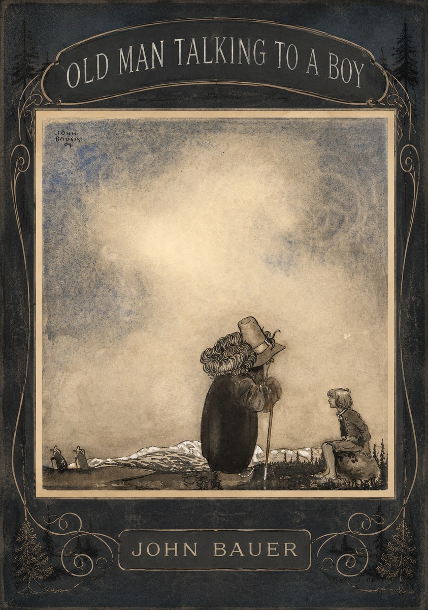 John Bauer Old Man Talking to a Boy No4 - Plakát