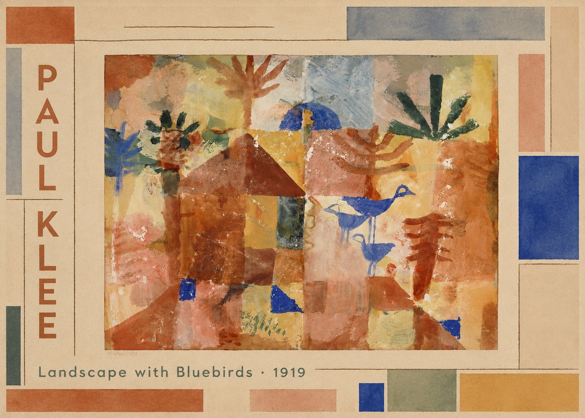 Paul Klee Landscape with Bluebirds No2 - Plakát