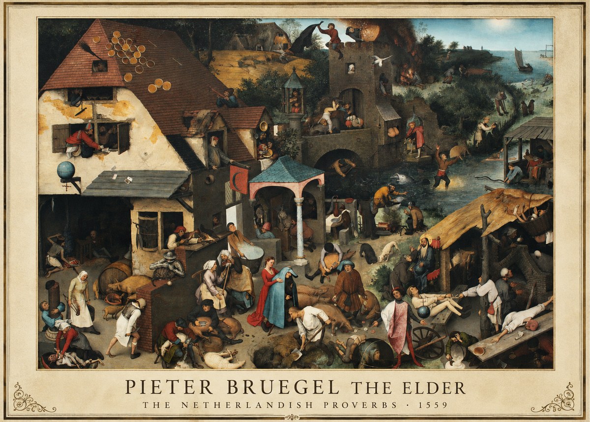 Pieter Bruegel The Netherlandish Proverbs II No5 - Plakát
