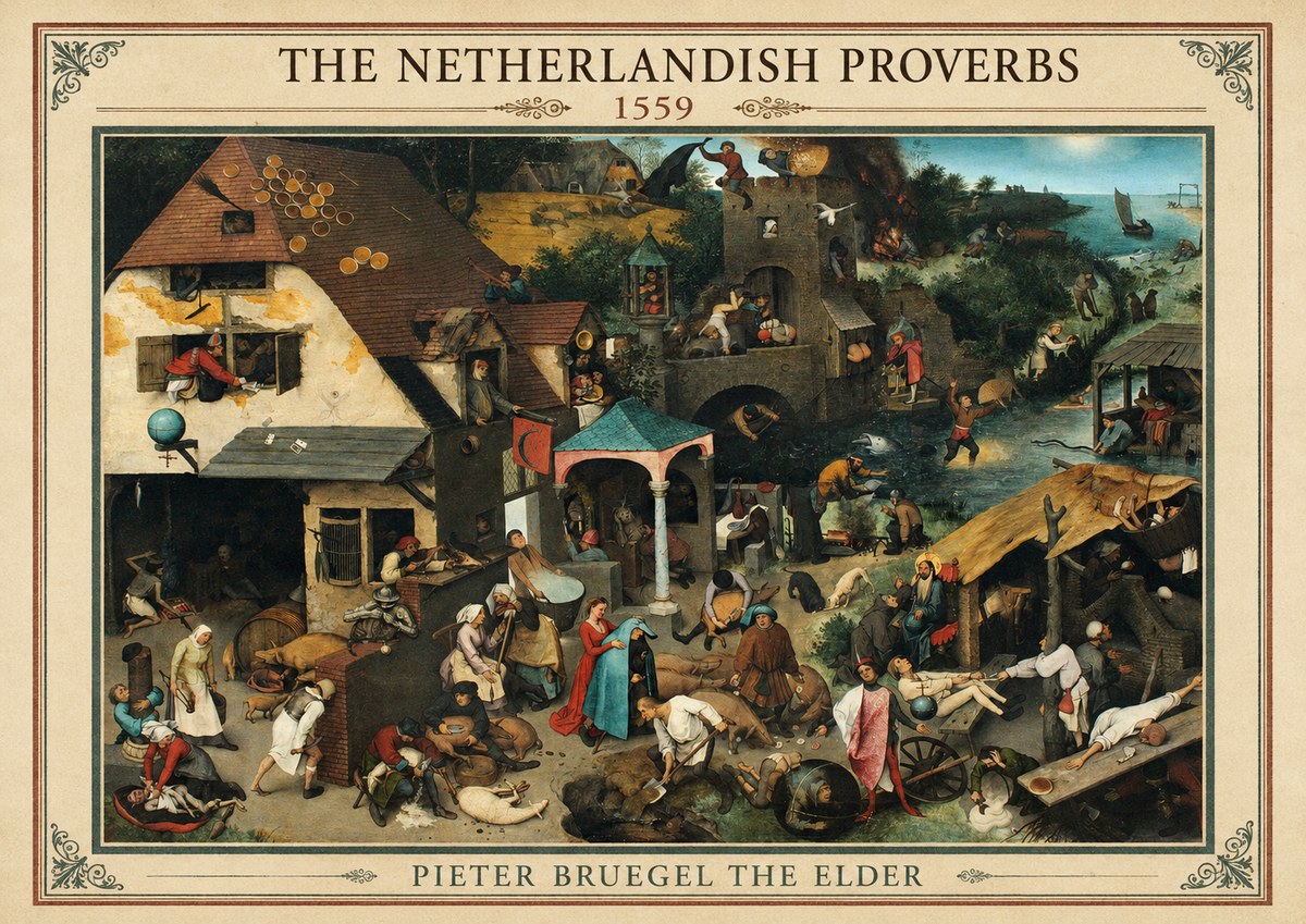Pieter Bruegel The Netherlandish Proverbs II No6 - Plakát