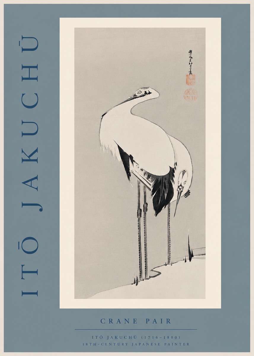 Itō Jakuchū Crane Pair No6 - Plakát