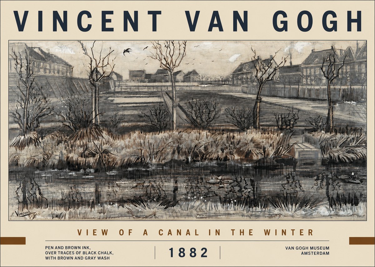 Van Gogh View of a Canal in the Winter No2 - Plakát