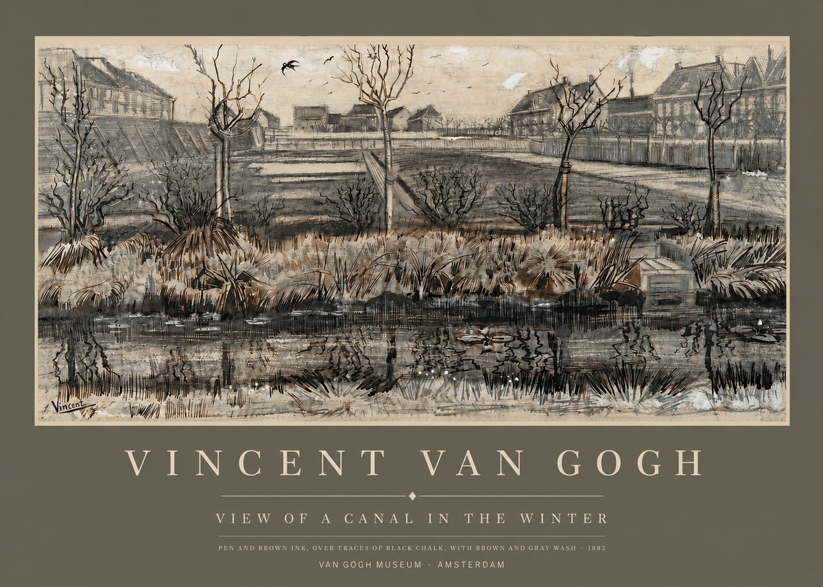 Van Gogh View of a Canal in the Winter No3 - Plakát