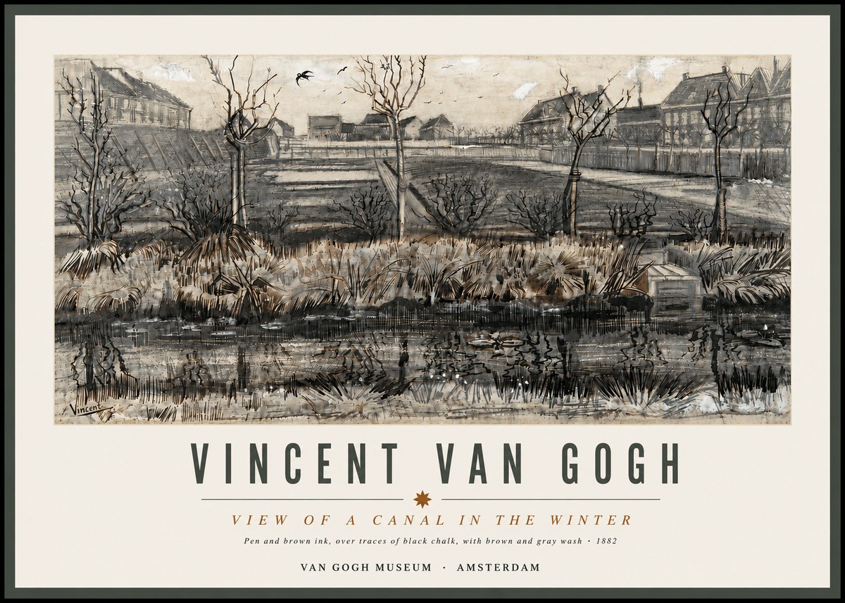 Van Gogh View of a Canal in the Winter No4 - Plakát
