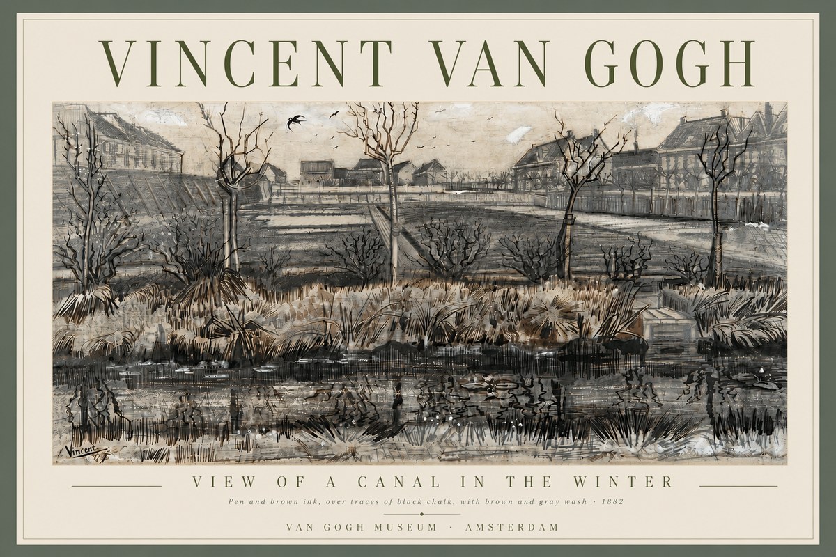 Van Gogh View of a Canal in the Winter No6 - Plakát