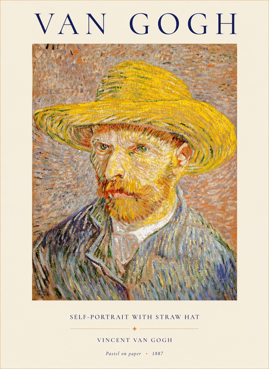 Van Gogh Self-portrait with Straw Hat I No1 - Plakát