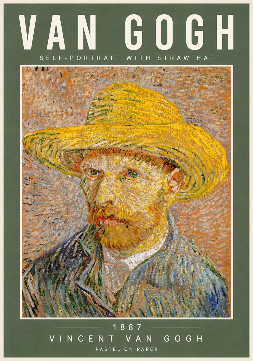 Van Gogh Self-portrait with Straw Hat I No5 - Plakát