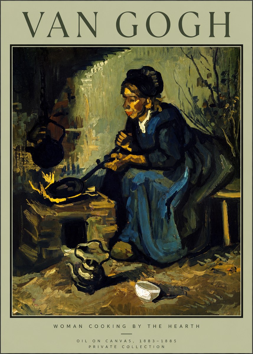 Van Gogh Woman Cooking by the Hearth No2 - Plakát
