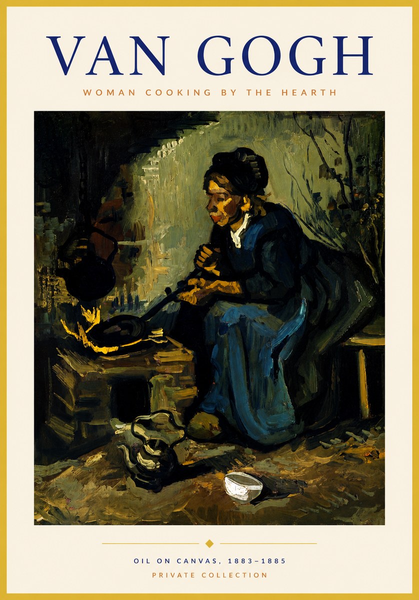 Van Gogh Woman Cooking by the Hearth No6 - Plakát