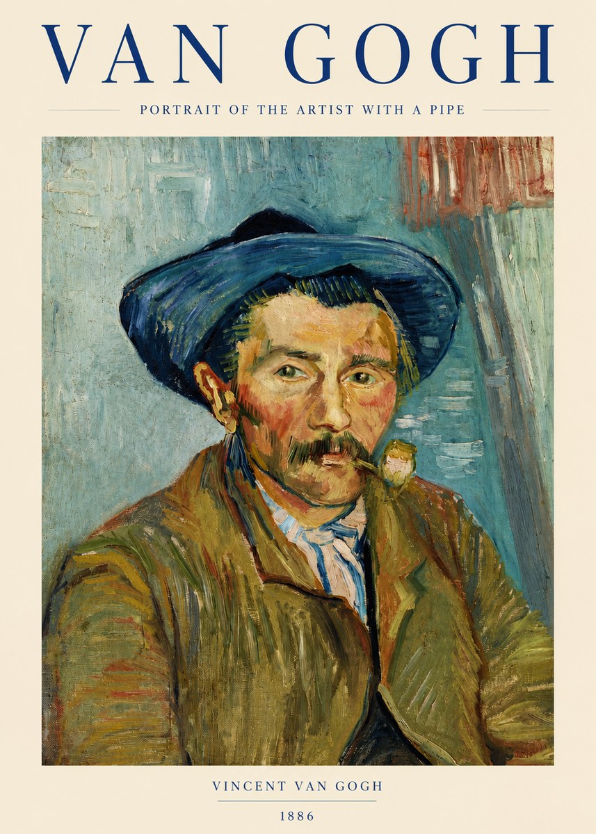 Van Gogh Portrait of the Artist with a Pipe No3 - Plakát
