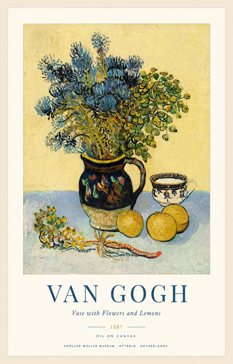 Van Gogh Vase with Flowers and Lemons No1 - Plakát