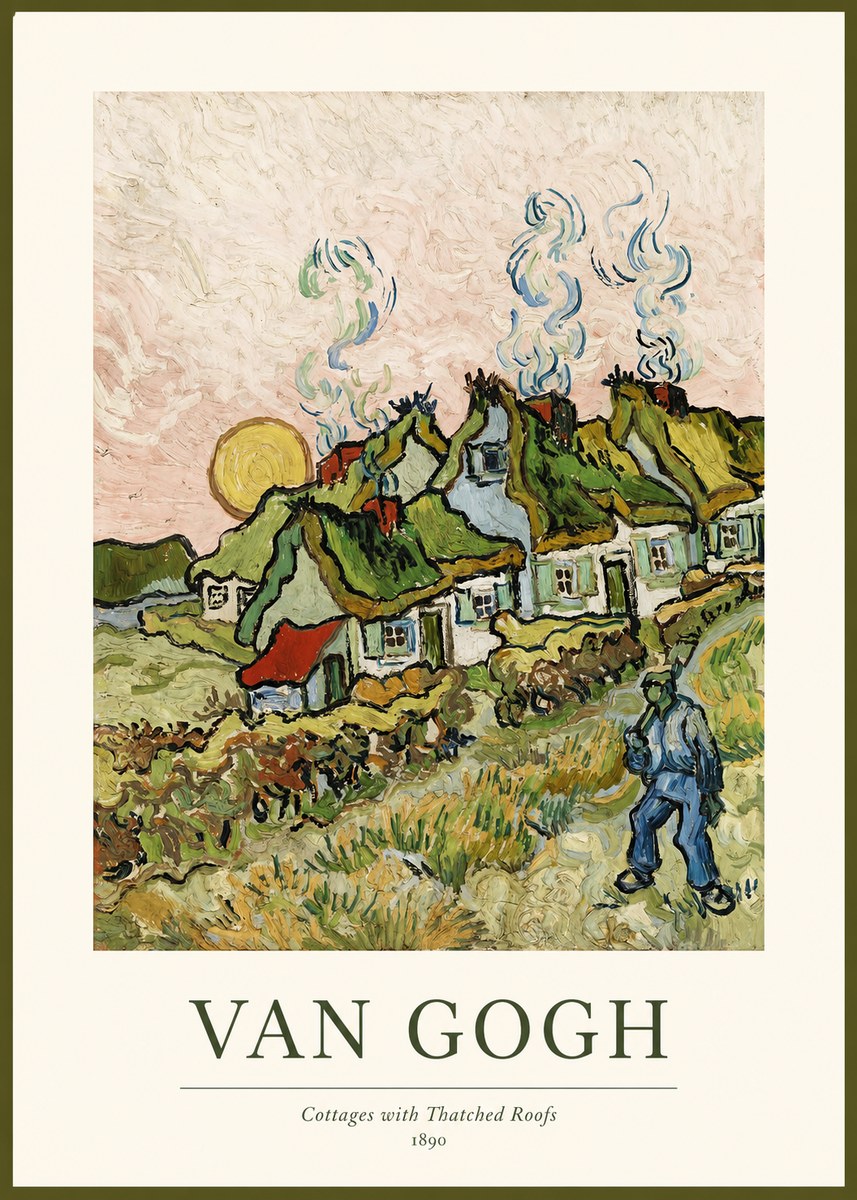 Van Gogh Cottages with Thatched Roofs No1 - Plakát