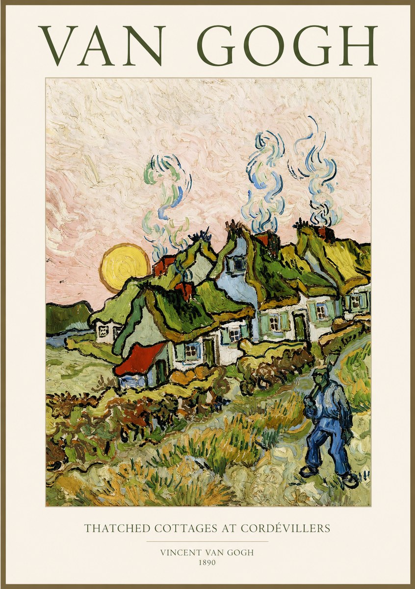 Van Gogh Cottages with Thatched Roofs No2 - Plakát
