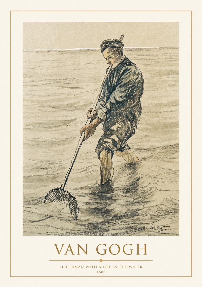 Van Gogh Fisherman with Net No2 - Plakát
