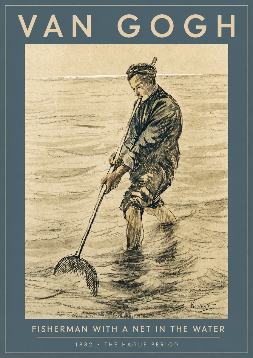 Van Gogh Fisherman with Net No3 - Plakát