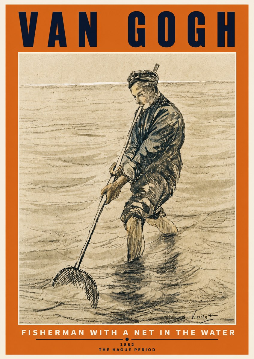 Van Gogh Fisherman with Net No6 - Plakát