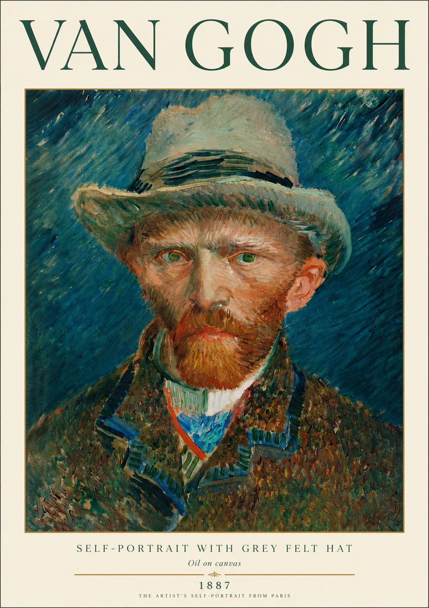 Van Gogh Self-portrait with Grey Felt Hat I No4 - Plakát