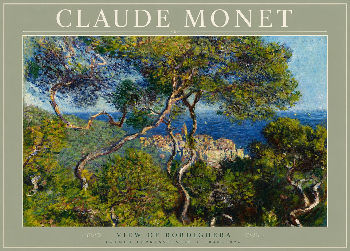 Monet View of Bordighera No5 - Plakát